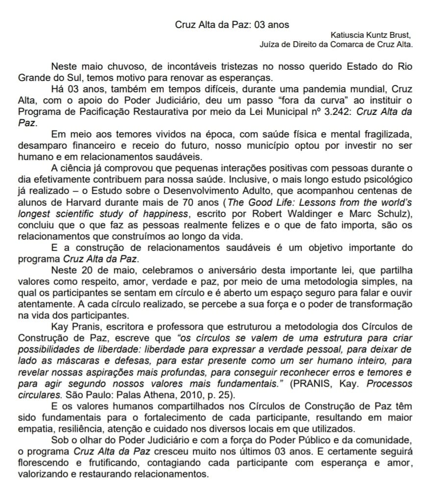 TRÊS ANOS DA LEI MAIO 2024